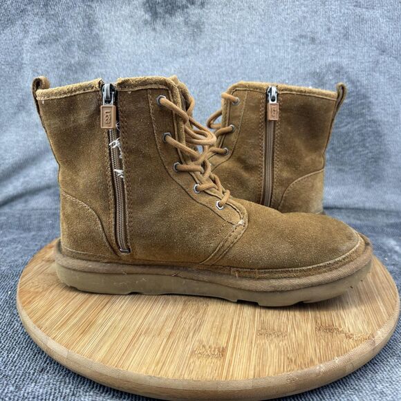 UGG Boots Womens Size 6 Brown Suede Shearling Lined Lace Zip Ankle Booties - Picture 6 of 11